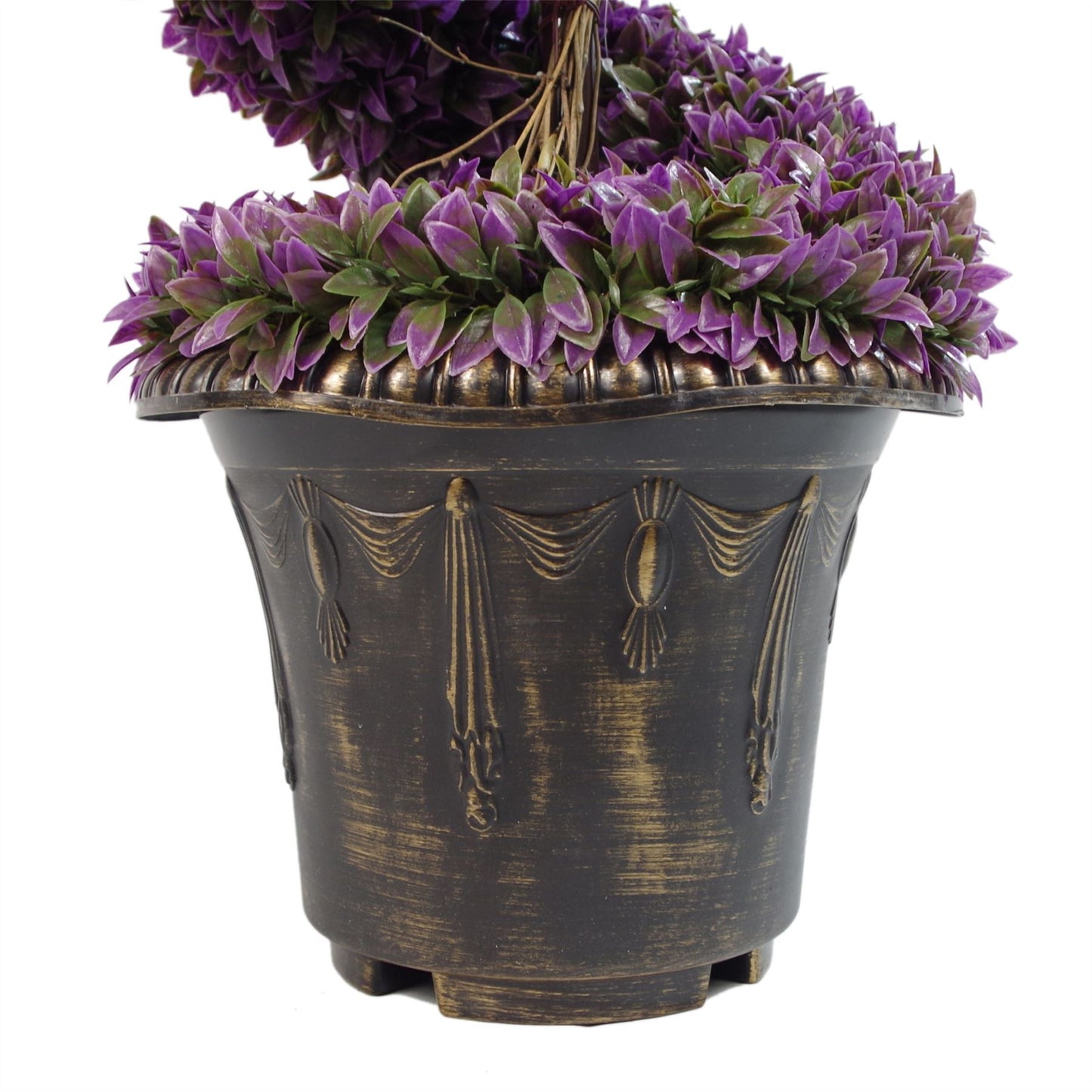 90cm Artificial Purple Large Leaf Spiral with Decorative Planter