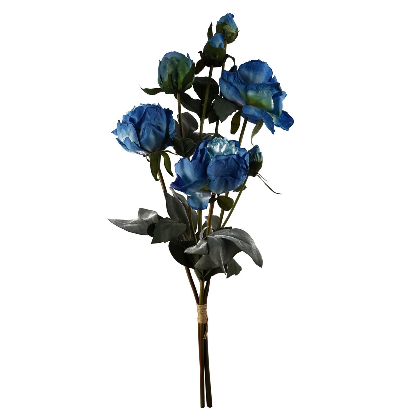 55cm Blue Peony Artificial Flowers Spray 4 Flowers 3 Buds