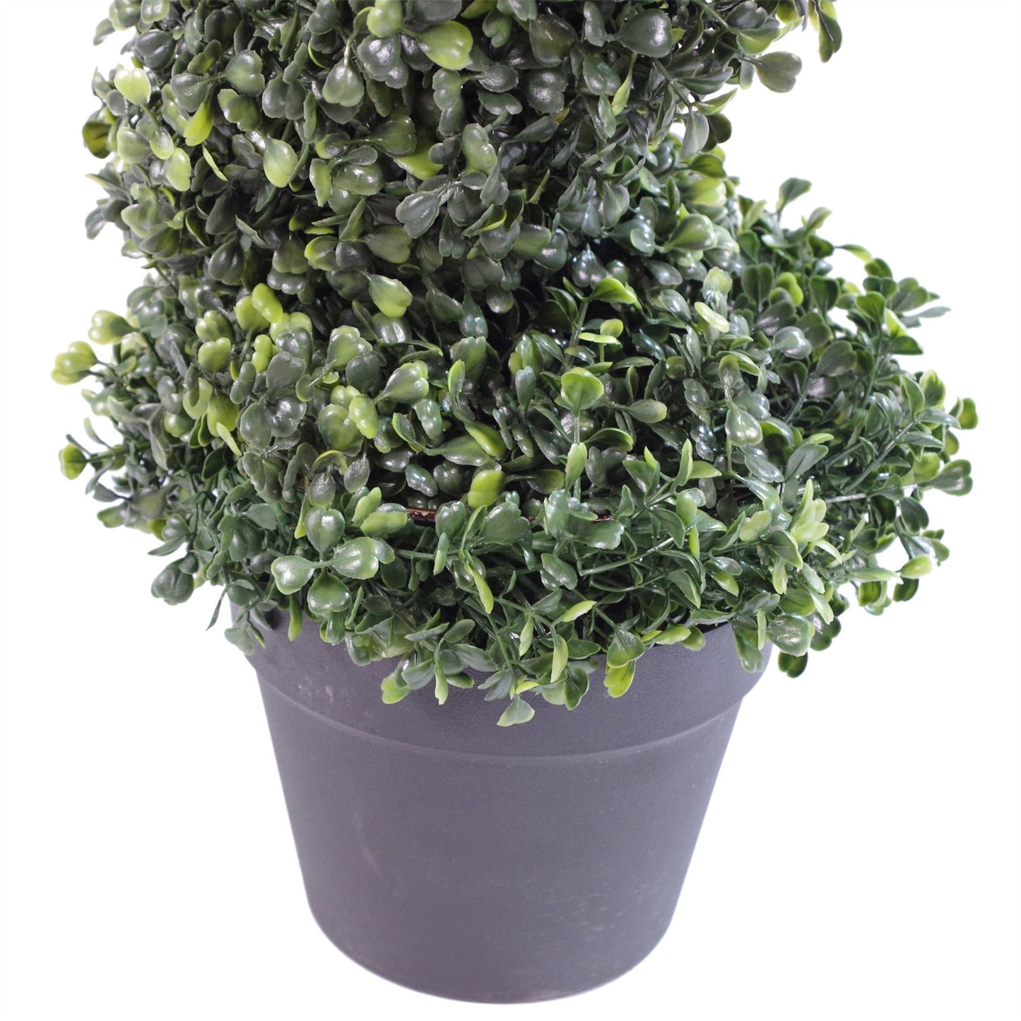 Pair of 120cm Tall Artificial Boxwood Tower Trees Topiary Spiral Metal