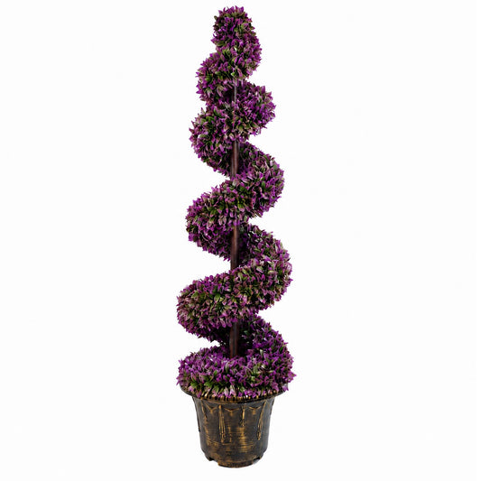 120cm Artificial Purple Large Leaf Spiral with Decorative Planter