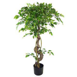 Faux Twisted Trunk Japanese Fruticosa Ficus Tree 120cm Artificial