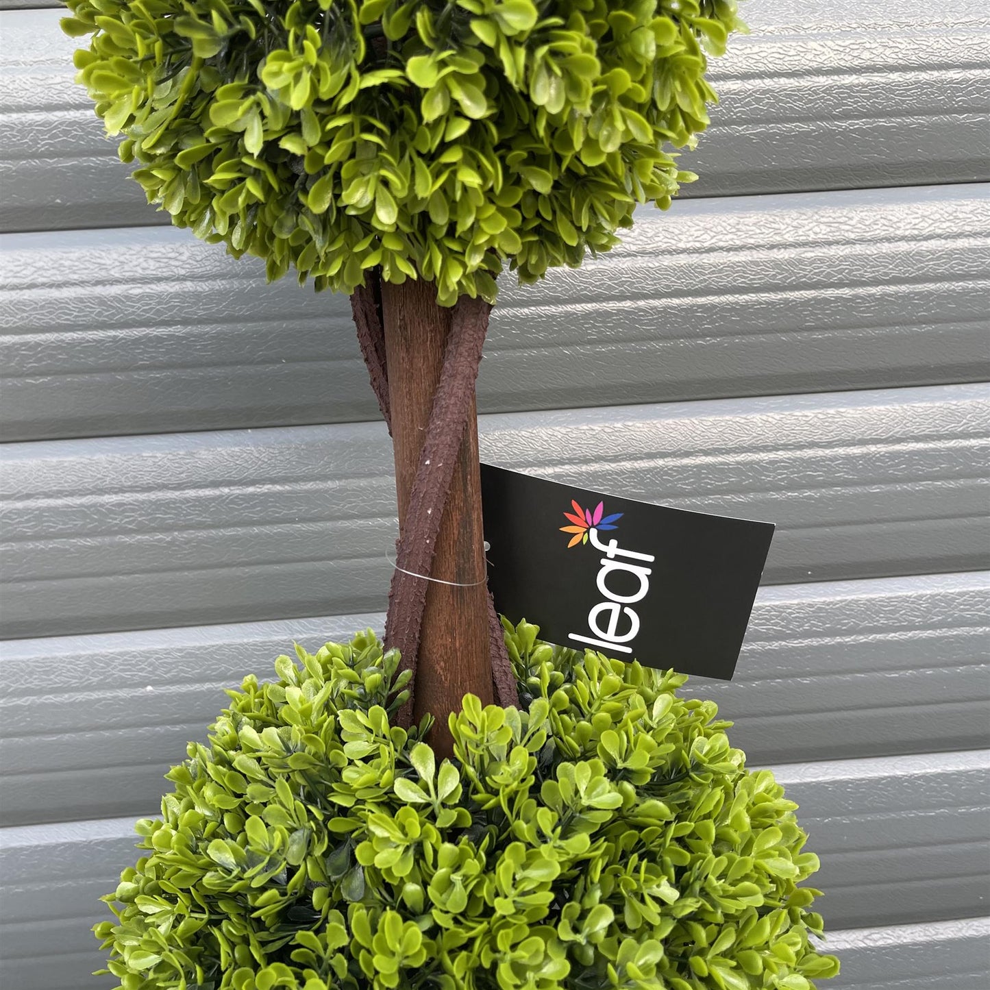 90cm Artificial Pair of Green Double Ball Topiary Trees