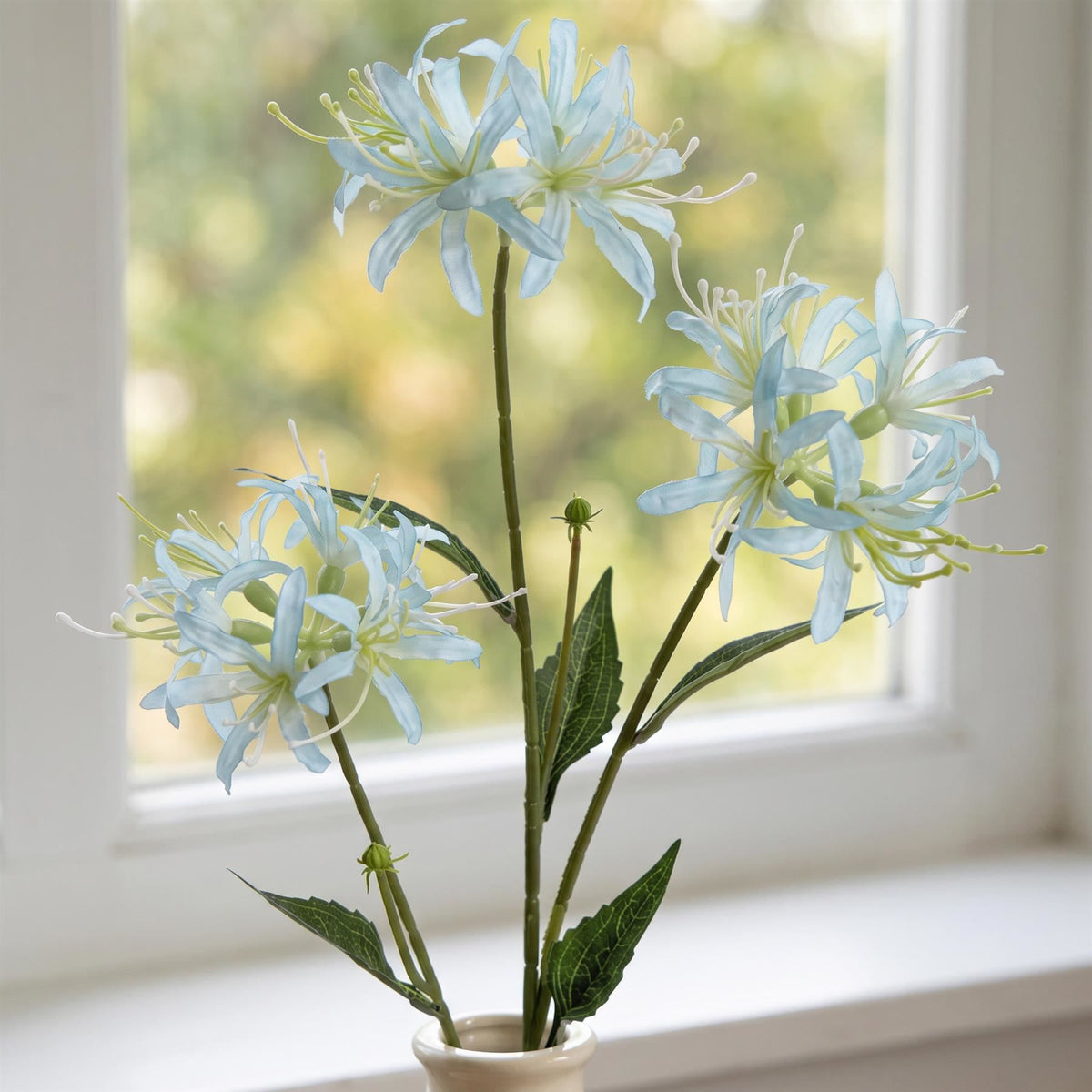 Pack of 6 x 72cm Artificial Light Blue Spider Lily Stems