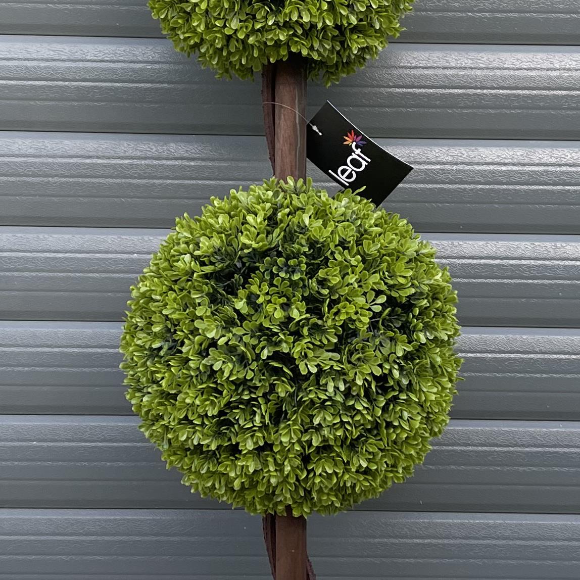 120cm Artificial Pair of Green Triple Ball Topiary Trees