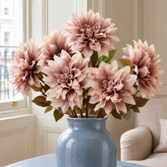 Pack of 6 x 55cm Dahlia Flower Stem - Dusty Pink