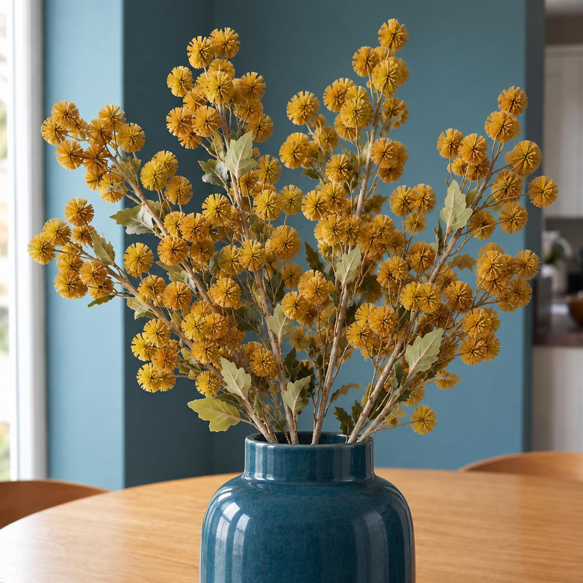Pack of 6 x 85cm Craspedia Stem Yellow Artificial