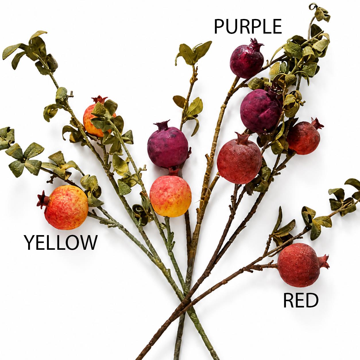 75cm Pomegranate Stem Artificial Yellow
