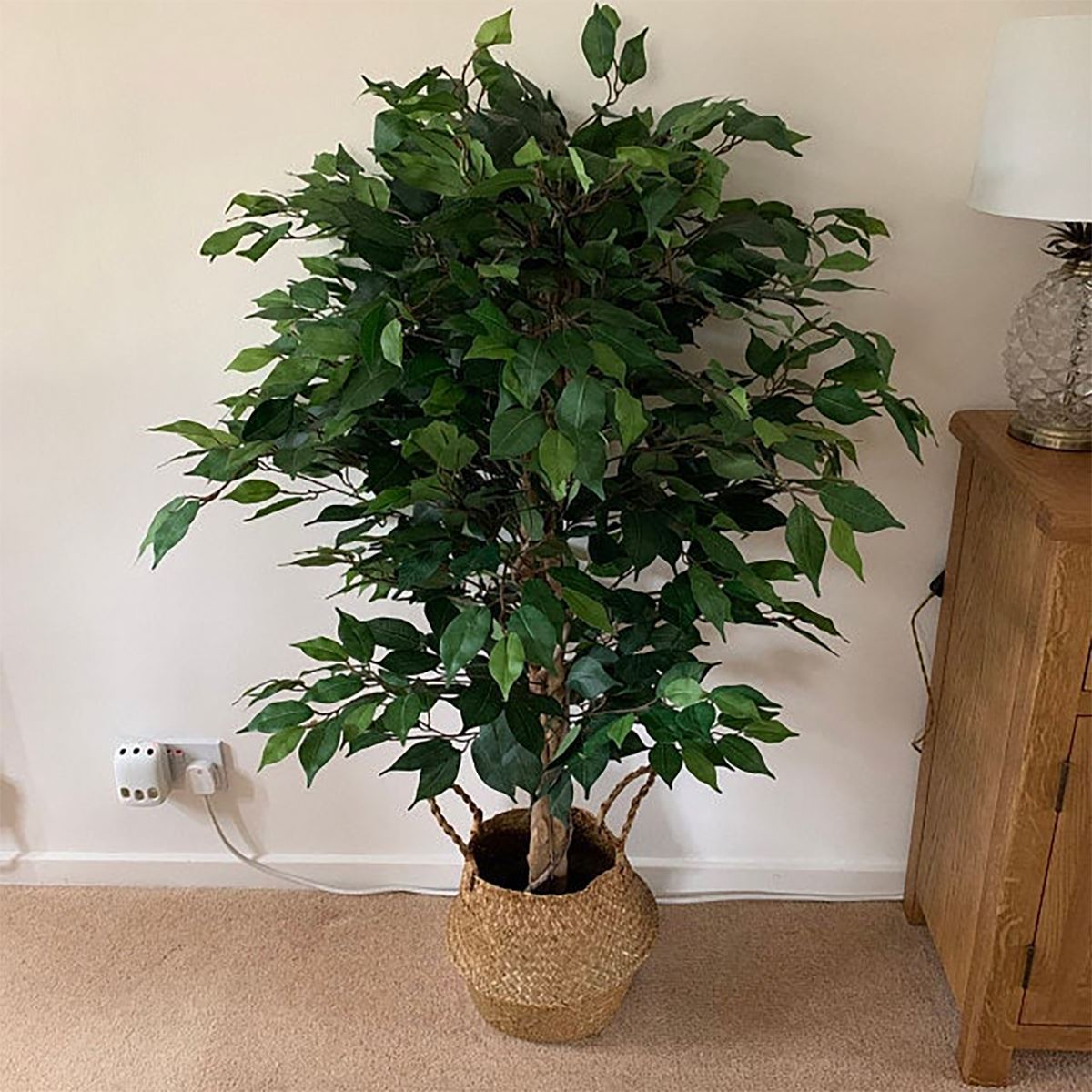 120cm Artificial Ficus Tree Large Bushy Shape Gold Planter – image 4