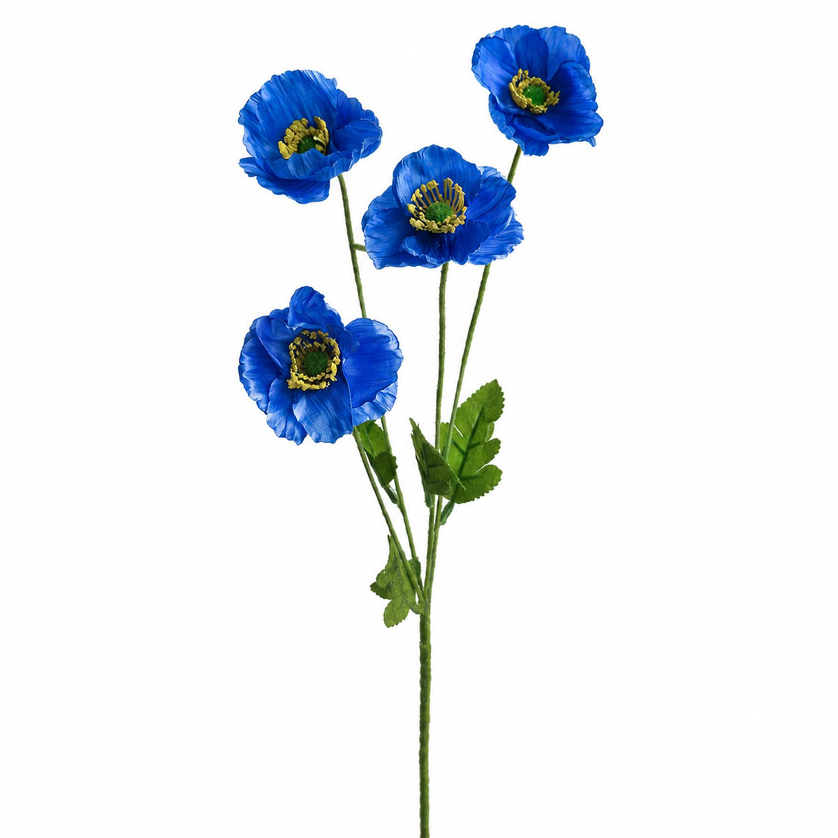 Pack of 6 x 60cm Artificial Blue Poppy Sprays - 4 Flowers Each