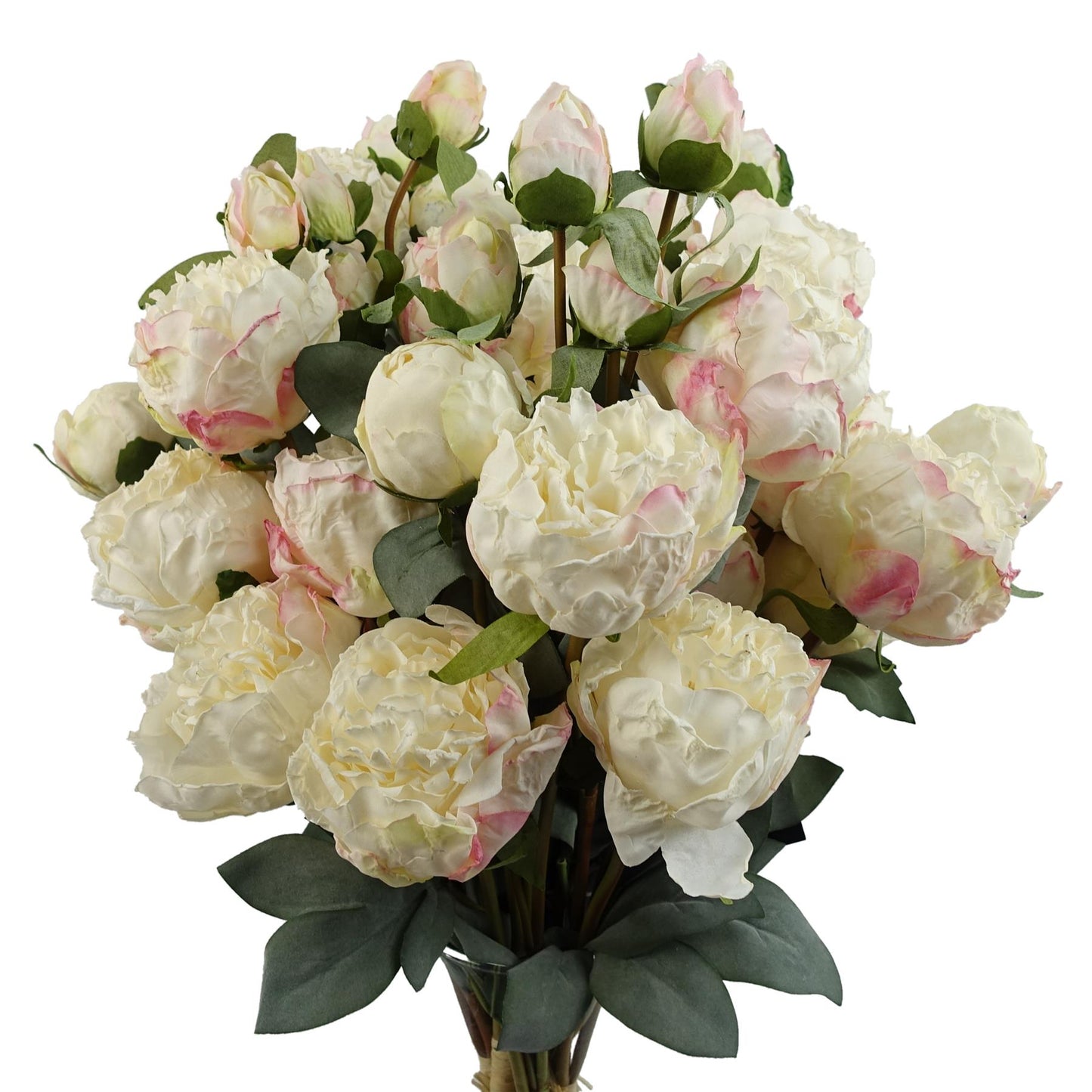 6 x 55cm Cream Peony Artificial Flower Stems 24 flowers 18 buds