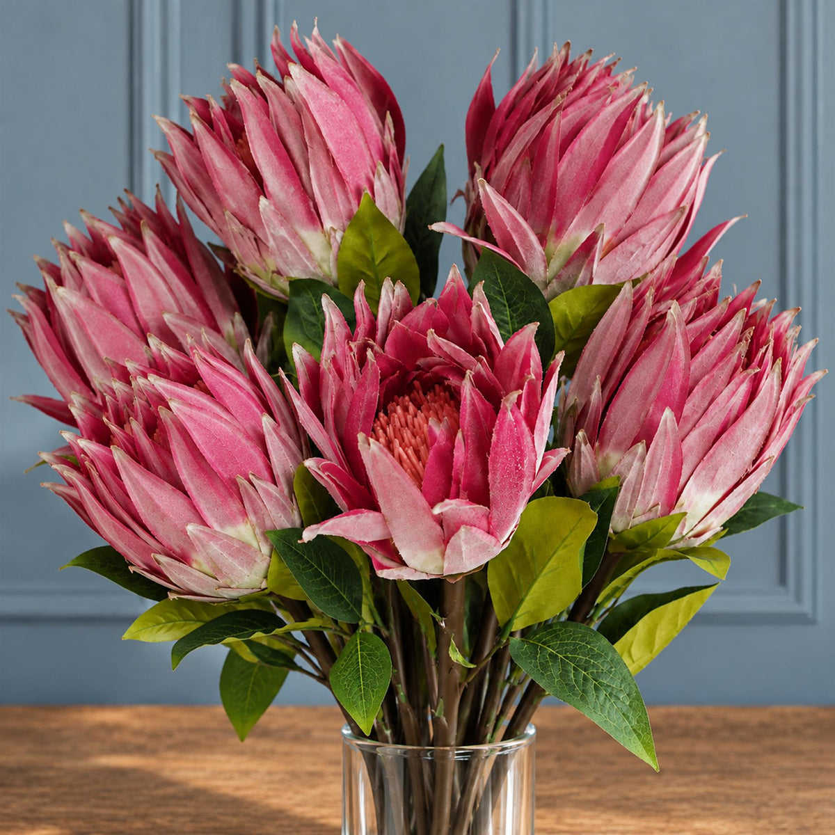 Pack of 6 x 65cm Protea Sugarbush Flower Stem - Pink