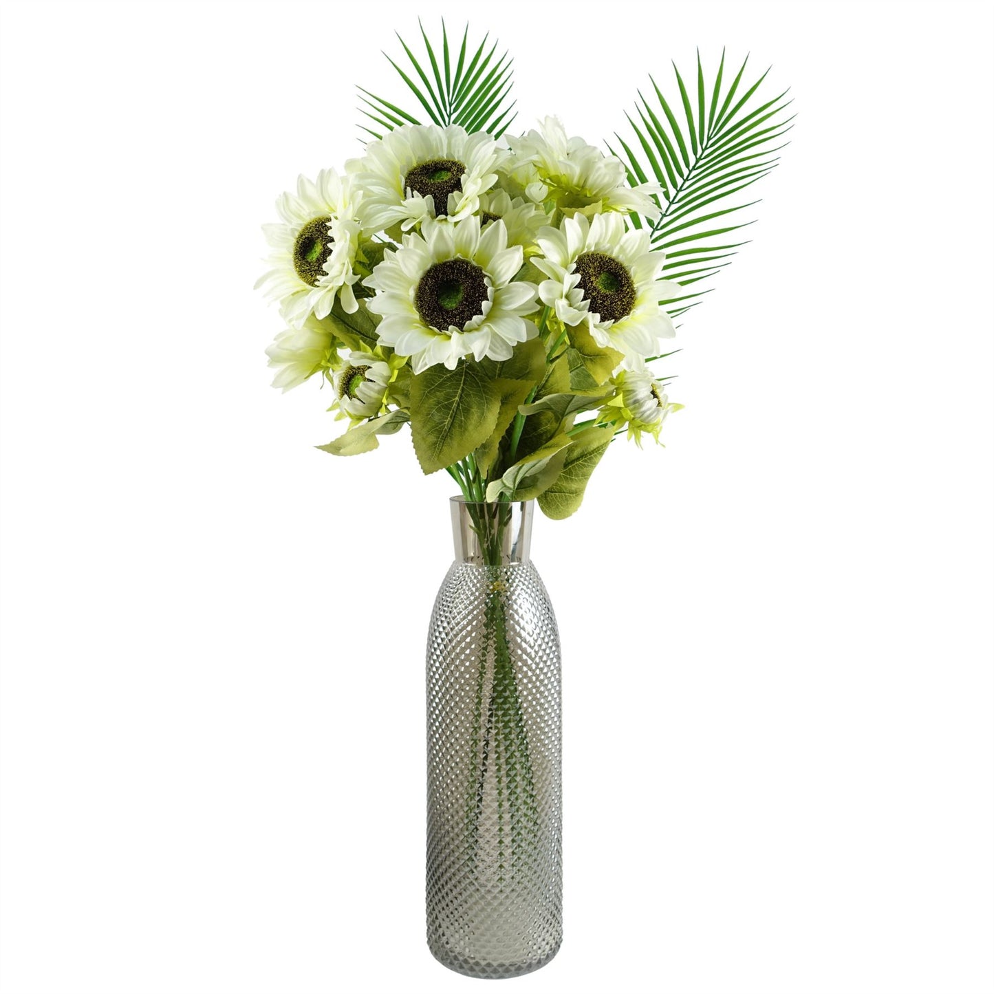 88cm White Artificial Sunflower 3 heads