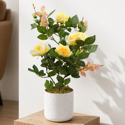 50cm Artificial Yellow Rose Plant – image 6