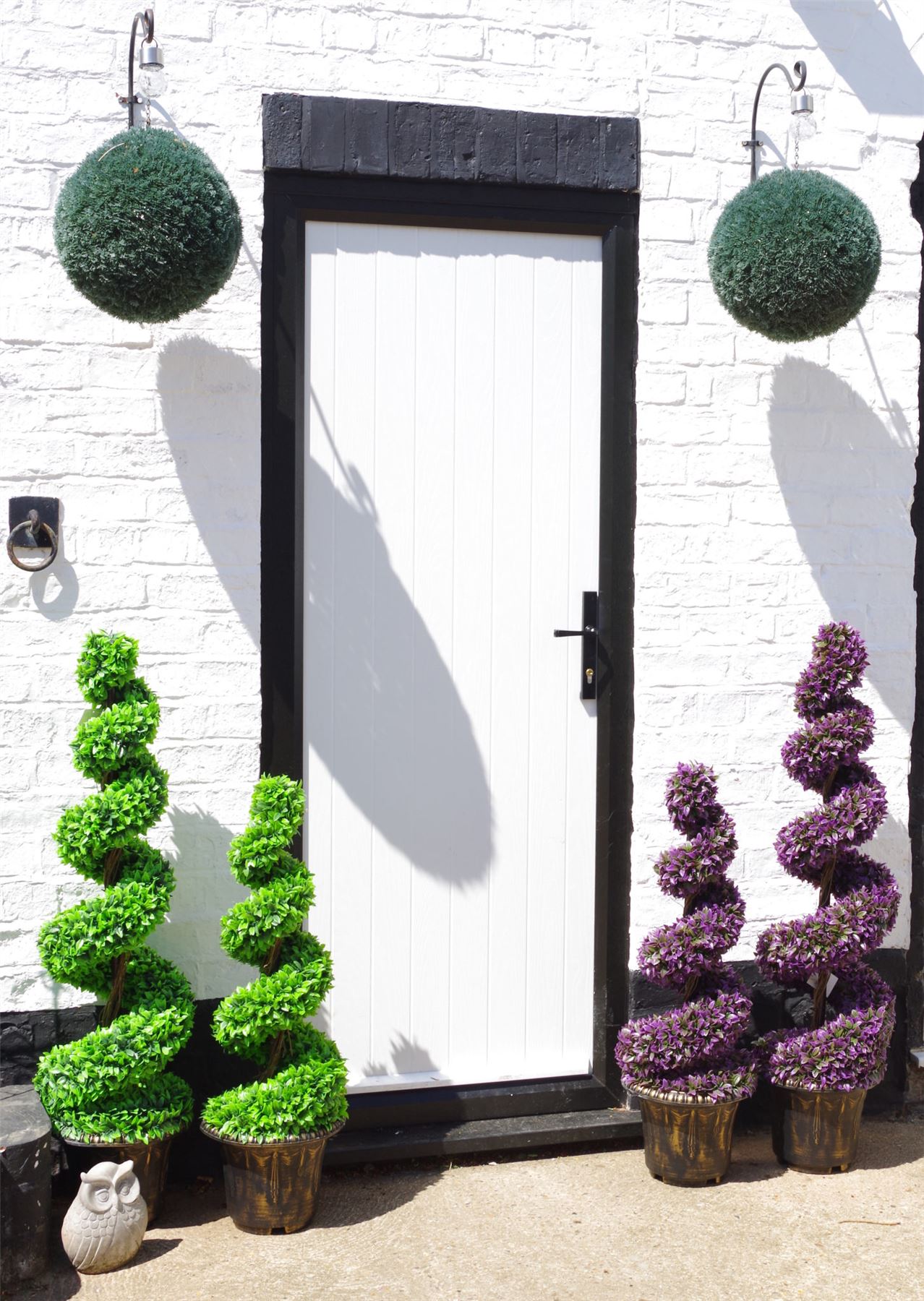 120cm Artificial Green Large Leaf Spiral with Decorative Planter