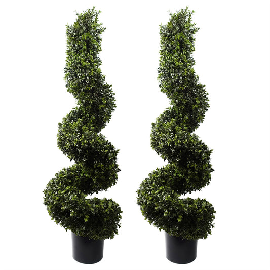 Artificial 120cm Pair of Spiral Boxwood Tree UV Resistant Outdoor