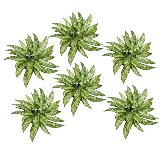 Pack of 6 x 45cm Fire Retardant Artificial Aglaonema Bush