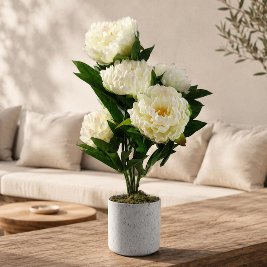 55cm Artificial White Peony Plant – image 7