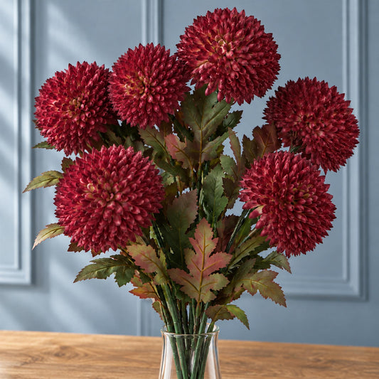 Pack of 6 x 70cm Large Ball Dahlia Artificial Flower Stem Pink